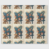 ANTIEK KNIGHT HELMET MET RODE BLAUWE VEREN CADEAUPAPIER (Vlak)