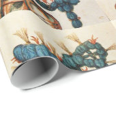 ANTIEK KNIGHT HELMET MET RODE BLAUWE VEREN CADEAUPAPIER (Rol Hoek)