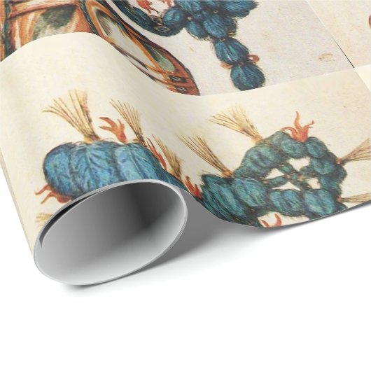 ANTIEK KNIGHT HELMET MET RODE BLAUWE VEREN CADEAUPAPIER (Rol Hoek)