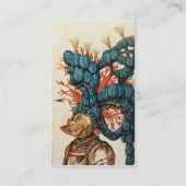 ANTIEK KNIGHT HELMET MET RODE BLAUWE VEREN VISITEKAARTJE (Achterkant)