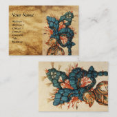 ANTIEK KNIGHT HELMET MET RODE BLAUWE VEREN VISITEKAARTJE (Voorkant / Achterkant)