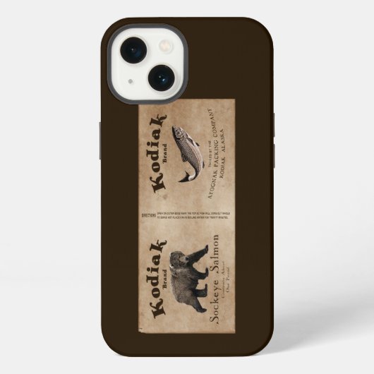 Antiek Kodiak Zalm Label iPhone Hoesje (Achterkant)