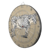 Antiek Koe Skeleton Botten Fun Dartbord (Voorkant Rechts)