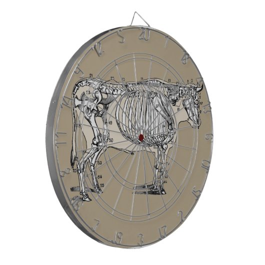 Antiek Koe Skeleton Botten Fun Dartbord (Voorkant Links)