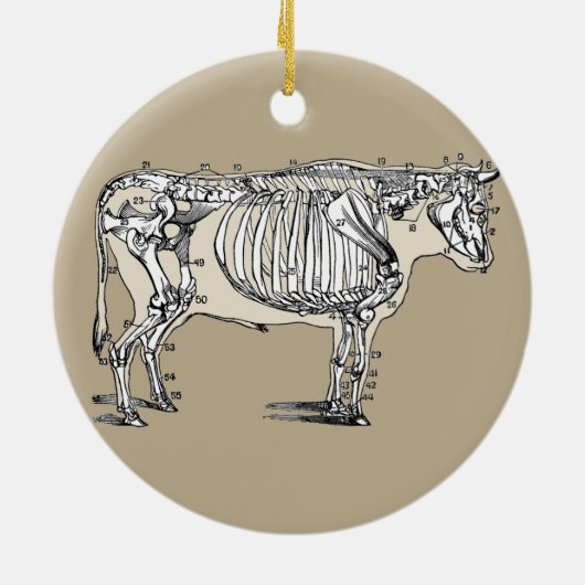 Antiek Koe Skeleton Botten Fun Keramisch Ornament (Achterkant)