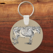 Antiek Koe Skeleton Botten Fun Sleutelhanger (Voorkant)