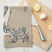 Antiek Koe Skeleton Botten Fun Theedoek (Quarter Fold)