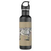 Antiek Koe Skeleton Botten Fun Waterfles (Voorkant)