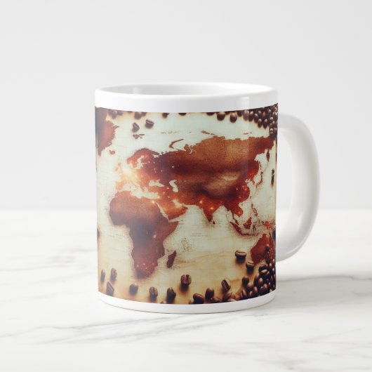 Antiek koffie Wereldkaart Mok (Voorkant rechts)