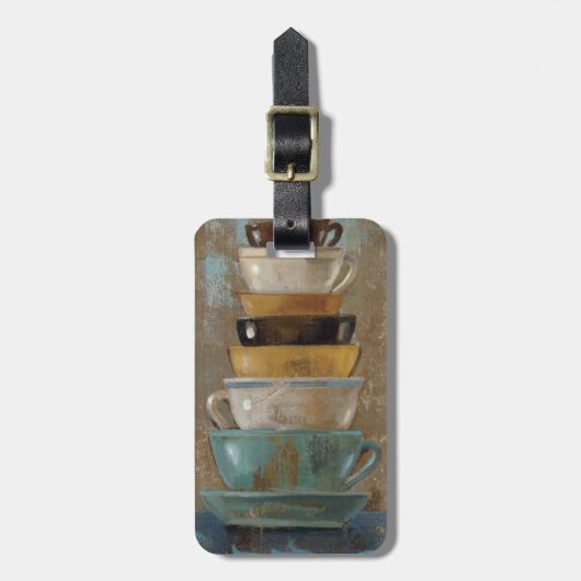 Antiek koffiekopjes bagagelabel (Voorkant verticaal)