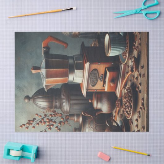 Antiek koffiemolen kopjes tissuepapier (Craft)