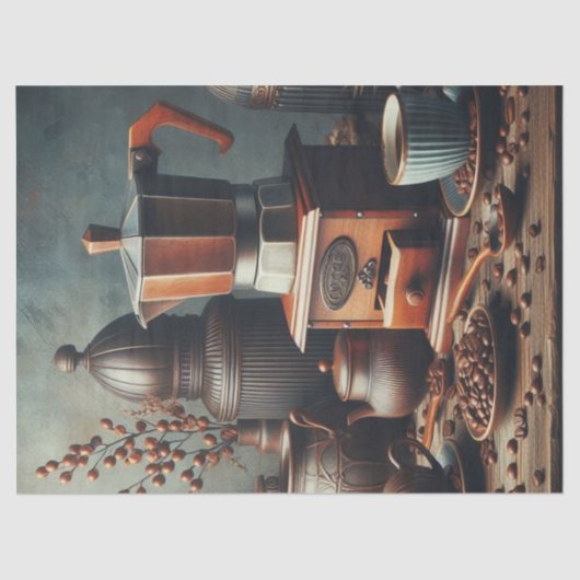 Antiek koffiemolen kopjes tissuepapier (Voorkant)