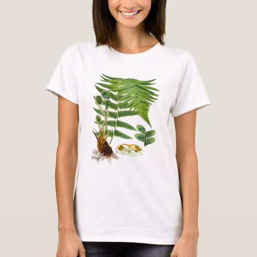 Antiek Kohler Fern Illustratie Groene Decor T-shirt (Voorkant)