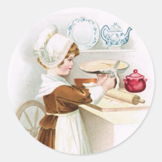 Antiek koloniale liefje maken van een taart Sticke Ronde Sticker