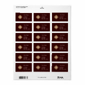 Antiek kompas chocolade bruin adreslabel etiket (Full Sheet)