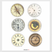 Antiek kompas klok gezichten Sticker (Vel)