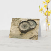 Antiek kompas op kaart (Gele Bloem)