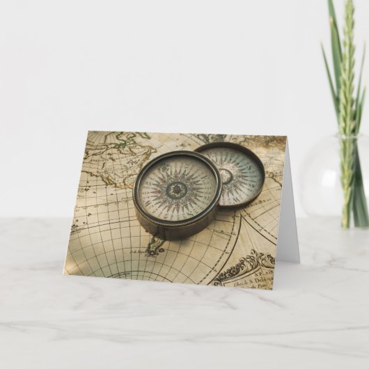 Antiek kompas op kaart (Voorkant)