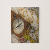 Antiek kompas op kaart legpuzzel (Verticaal)