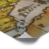 Antiek kompas op kaart poster (Hoek)