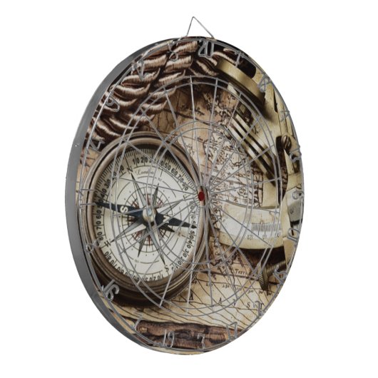 antiek kompas van steampunk kustlijn dartbord (Voorkant Links)