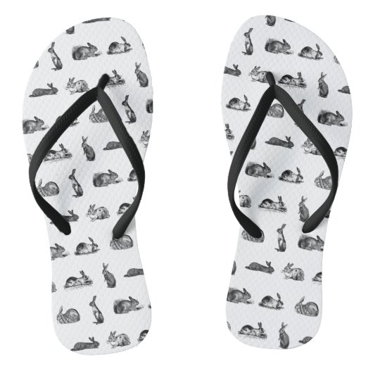 Antiek konijnen Bunny Art CUSTOM BG COLOR Teenslippers (Voetbed)