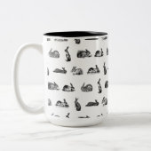 Antiek konijnen  Bunny Art CUSTOM BG COLOR Tweekleurige Koffiemok (Links)