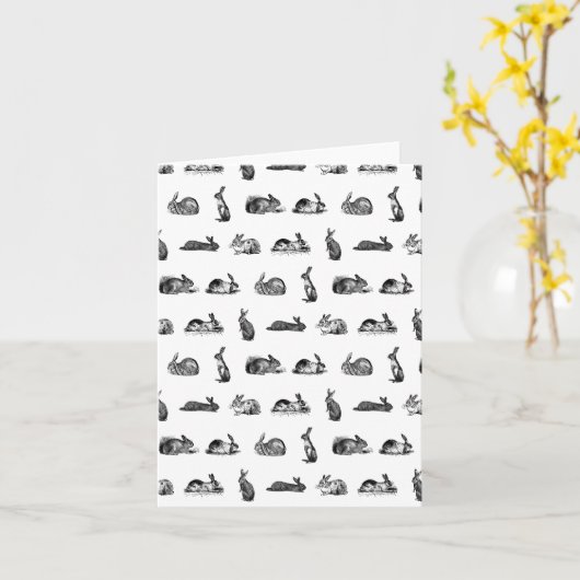 Antiek konijnen  kunst KLANTENKLEUR Kaart (Gele Bloem)