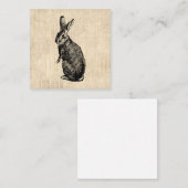 Antiek konijnenillustratie Bunny Art met script Informatiekaartje (Voorkant / Achterkant)