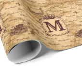  antiek koninklijke koning wereldkaart rustië cadeaupapier (Rol Hoek)