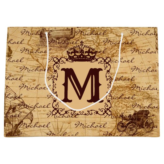 antiek koninklijke koning wereldkaart rustië groot cadeauzakje (Voorkant)