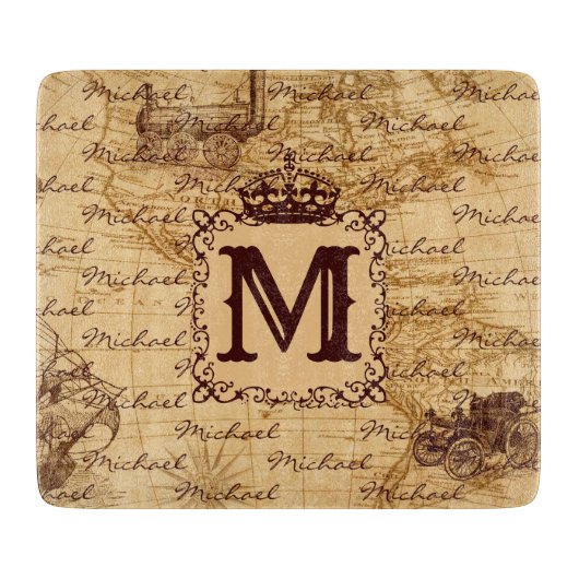 antiek koninklijke koning wereldkaart rustië snijplank (Voorkant)