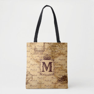 antiek koninklijke koning wereldkaart rustië tote bag