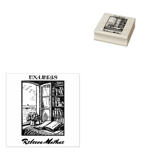 Antiek kookplaat Etching Henri Bacher Ex Libris Rubberstempel (Gestempeld)
