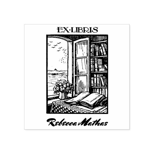Antiek kookplaat Etching Henri Bacher Ex Libris Rubberstempel (Afrduk)