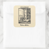 Antiek kookplaat Etching Henri Bacher Ex Libris Vierkante Sticker (Tas)