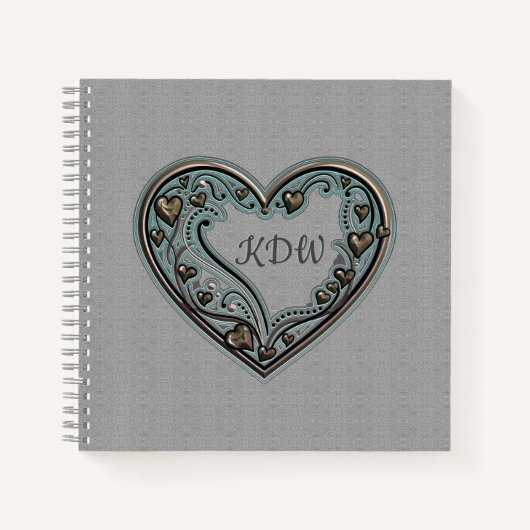 Antiek koperen hart notitieboek (Voorkant)