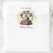 Antiek koperen telefoonboekplaat vierkante sticker (Tas)