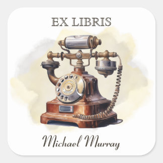 Antiek koperen telefoonboekplaat vierkante sticker