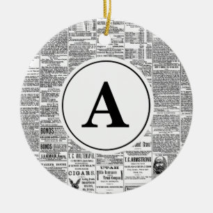 Antiek krant Monogram Keramisch Ornament