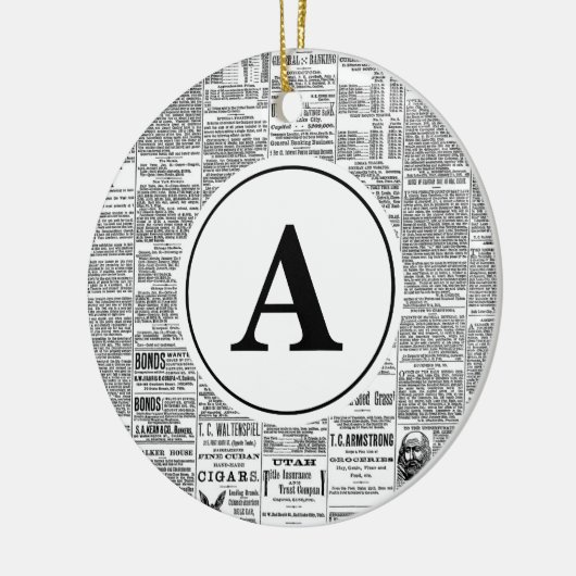 Antiek krant Monogram Keramisch Ornament (Links)