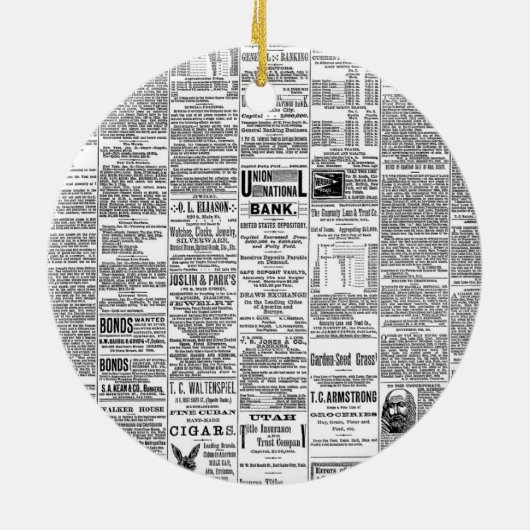  Antiek krant Monogram Keramisch Ornament (Achterkant)