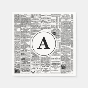  Antiek krant Monogram Servetten