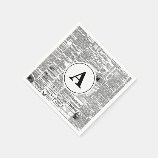  Antiek krant Monogram Servetten (Hoek)