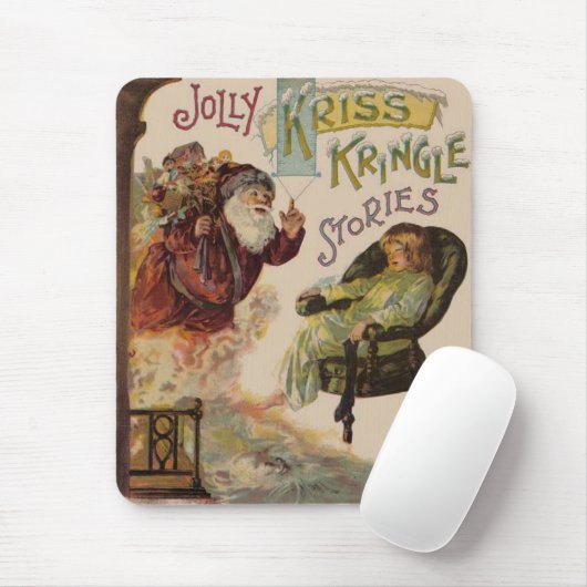 Antiek Kris Kringle Sanga Claus Muismat (Met muis)