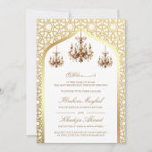 Antiek kroonluchter crème gouden moslim bruiloft kaart (Voorkant)