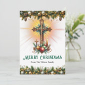 Antiek kruis met feestelijke accenten, kerst feestdagenkaart (Staand voorkant)