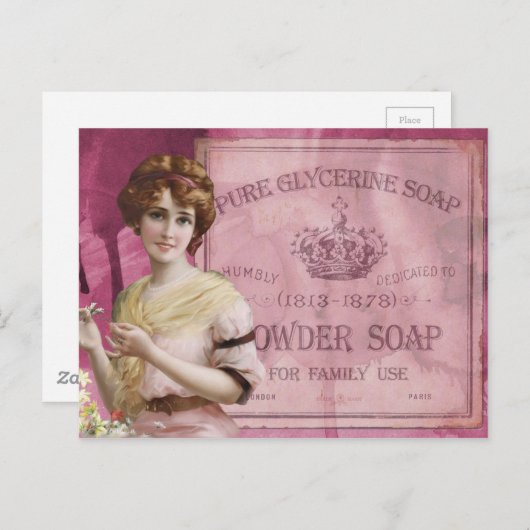  Antiek kunst Deco Lady Soap Advertisement Briefkaart (Voorkant / Achterkant)
