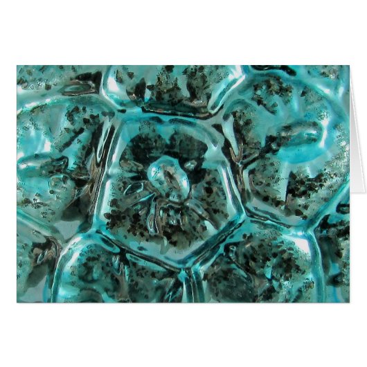 Antiek kunstglas Aqua Blauwgroen Blue Jewel Shell (Voorkant Horizontaal)
