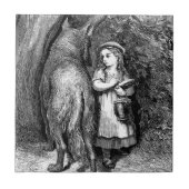 Antiek kunstrode pit en wolvenfantasie tegeltje (Voorkant)